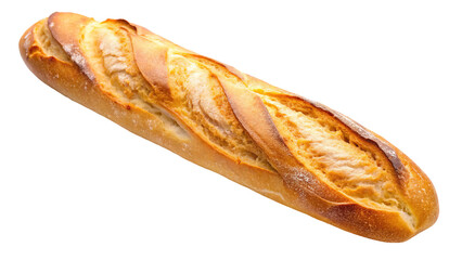 Studio Shot of a Single Freshly Baked Baguette on transparent background