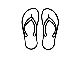 Vector Illustration of Casual Flip-Flops with Simple Black Outline