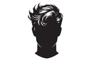 silhouette of a hairstyle logo silhouette, men hairstyle logo icon silhouette, bearded man head silhouette, black silhouette man haircut silhouette vector on white background