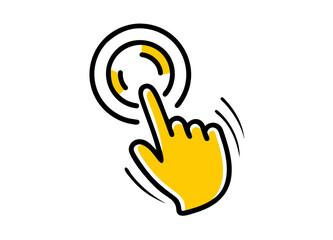 Vector Illustration of a Yellow Hand Pointing at a Target with Concentric Circles