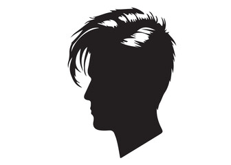 silhouette of a hairstyle logo silhouette, men hairstyle logo icon silhouette, bearded man head silhouette, black silhouette man haircut silhouette vector on white background