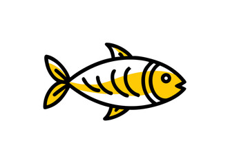 Vector Illustration of a Cartoon Fish with Yellow Body and Black Details