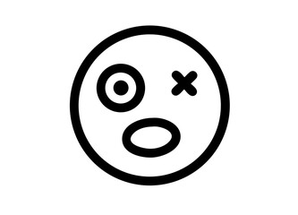 Vector Illustration of a Minimalistic Face with Circular Head and Geometric Eyes