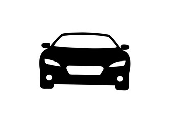 Vector Illustration of a Sleek Black Car Silhouette Viewed from the Front