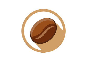 Vector Illustration of a Coffee Bean with a Split Line Encircled by a Light Brown Ring