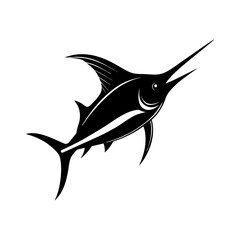 Marlin Fish Silhouette Vector Icon  White Background.