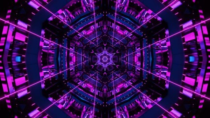 3d animated illustration of colorful neon futuristic tunnel with seamless looping
