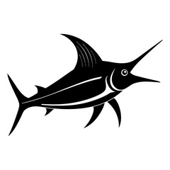 Fototapeta premium Marlin Fish Silhouette Vector Icon White Background.