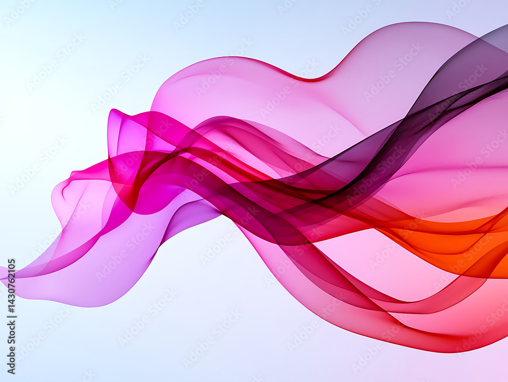 Poster colorful fabric waves flowing dynamically in bright light creating an artistic visual effect
