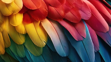 Fototapeta premium Close up of vibrant parrot feathers