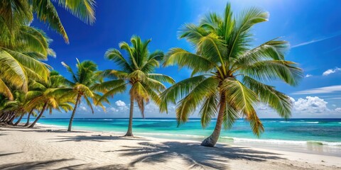 Obraz premium Stunning Beach Palm Trees High Depth of Field Photography - Tropical Paradise Island Scene