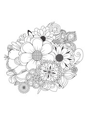 floral themed coloring page artwork
