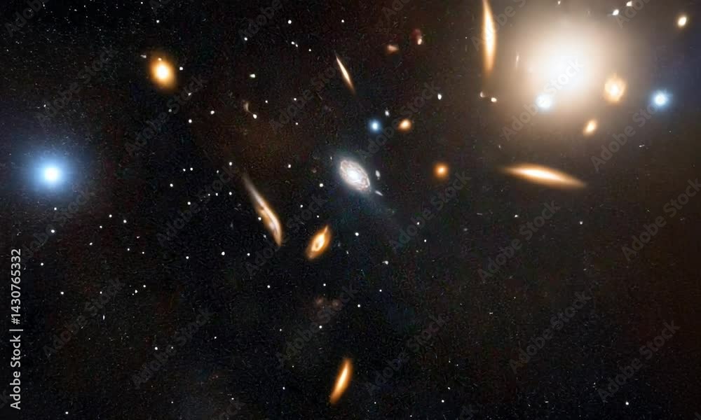 Wall mural breathtaking deep space view of glowing stars in motion resembling distant galaxies made with genera