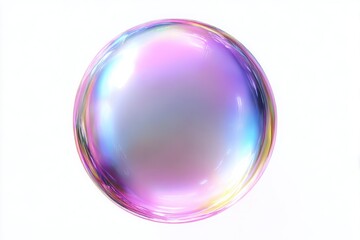 Soap bubble with rainbow colors isolated on white background