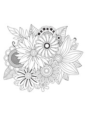 artistic flower coloring illustrations