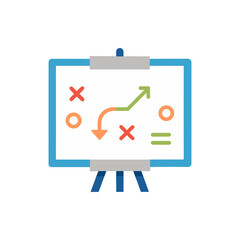 Whiteboard with Strategy Symbols isolated on transparent background