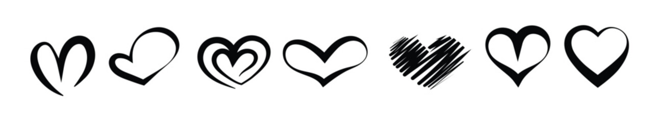 Set of heart silhouettes