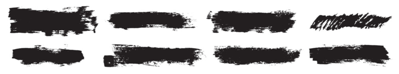 Fototapeta premium Big Collection of black paint ink brush strokes.