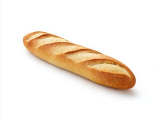A fresh baked baguette loaf isolated  on white background
