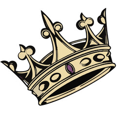 Gold Silhouette Crown Icon – Royalty Symbol Vector Isolated on Gold