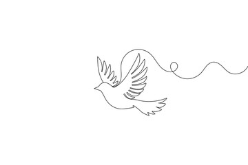 Minimalist one line bird drawing  continuous outline vector illustration isolated on white background

