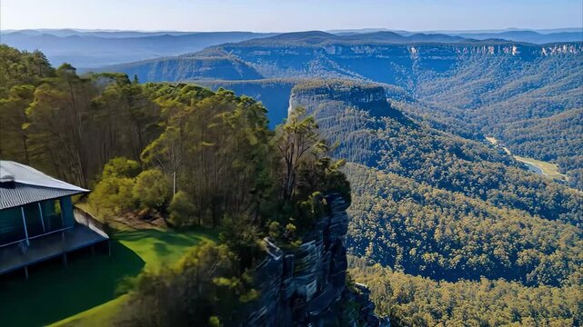 Enjoy breathtaking views from Wajurda Point lookout in Mogareeka, New South Wales, Australia, Warda Point lookout in Mogareeka NSW Australia travel destination aerial view