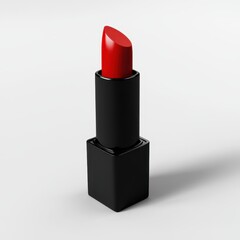 Elegant red lipstick on a plain backdrop