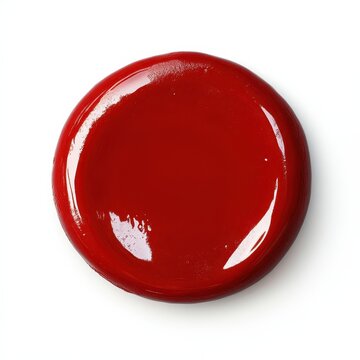 Circle of vibrant red paint on surface