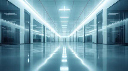 Futuristic Office Corridor: Sleek Design and Modern Architecture