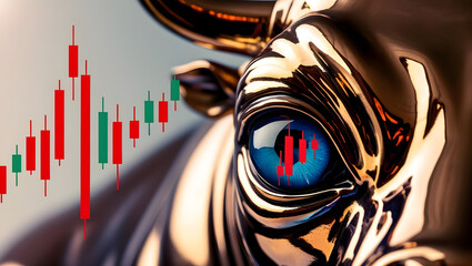 A Bull Statue Symbolizing Stock Market Trends 