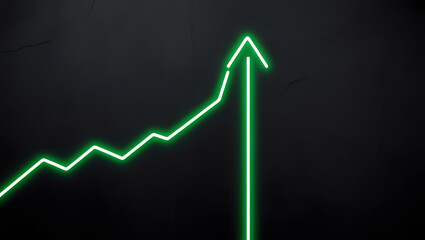 a green neon arrow pointing upwards, showcasing growth and positive trajectory