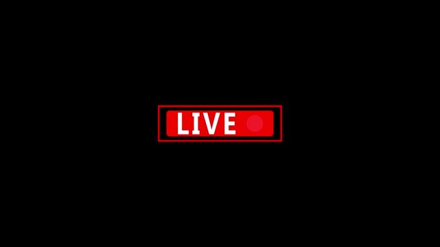 live on icon animation. video recording live animation with alpha channel. 4k videos