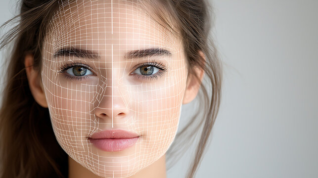 Facial recognition technology advancements modern studio digital art indoor close-up innovation in ai