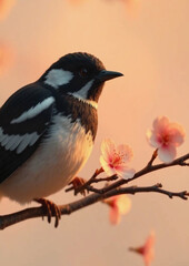 , tree, black, birds, garden, songbird, sitting, white, yellow, chickadee, cute, bea
