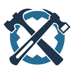 Hammer and wrench crossed logo on white background vector illustration