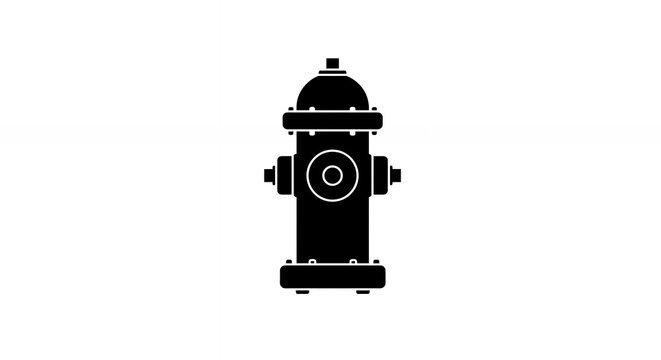 Black fire hydrant graphic for emergency signage or safety posters