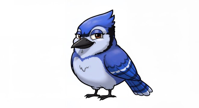 Blue jay cartoon illustration childrens educational project