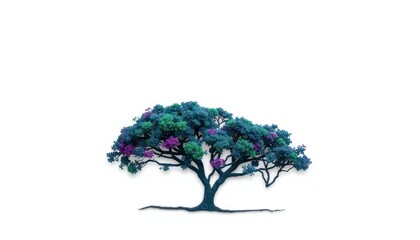 Vibrant stylized tree against white background