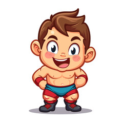 Obraz premium Cheerful boy posing in wrestling outfit with a playful expression 