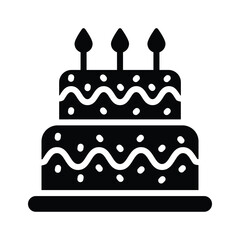 Download this latest glyph icon of cake with burning candles