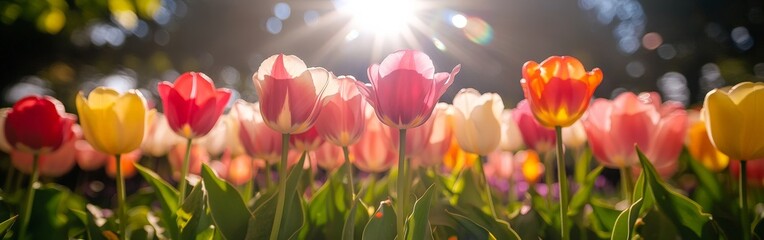 Colorful Spring Tulip Field, Perfect for Floral Posters