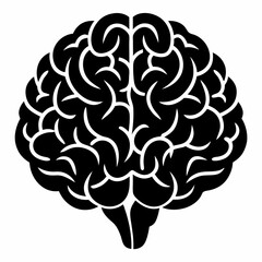 Fototapeta premium Human brain silhouette vector black on white background