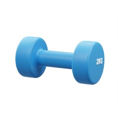 Blue dumbbell weight fitness exercise strength training isolated on white background