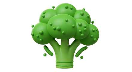 Isolated Vibrant Green Broccoli Head Close-up