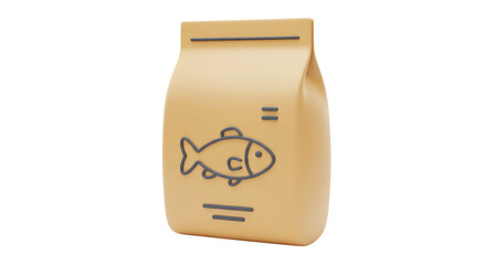 Isolated Pet Food Bag with Fish Graphic for Animal Nutrition