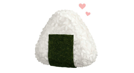 Isolated Onigiri Japanese Rice Ball with Seaweed for Lunch