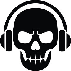 skull headphones vector art silhouette