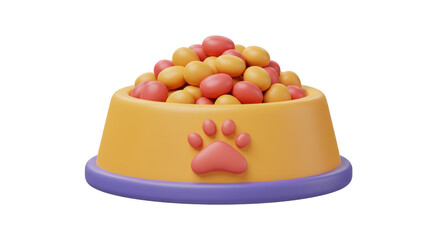 Isolated Pet Food Bowl with Paw Print Design
