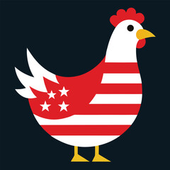 USA flag wearing hen vector art illustration