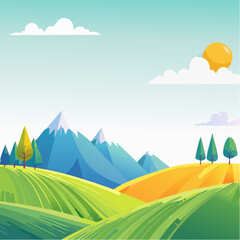 Obraz premium landscape with hills and mountains